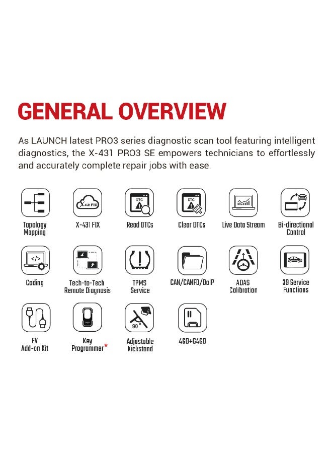 Launch ماسح ضوئي احترافي للتشخيص Launch X431 PRO3 SE مع 3 سنوات من تحديثات البرمجيات المجانية - Image 4