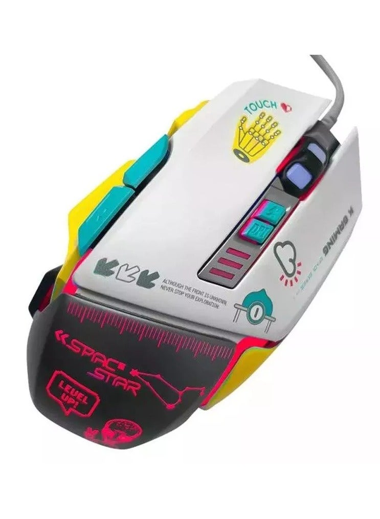 كي قيمنق ماوس العاب سبيس ستار سلكي ابيض مع اضاءه RGB - Image 3