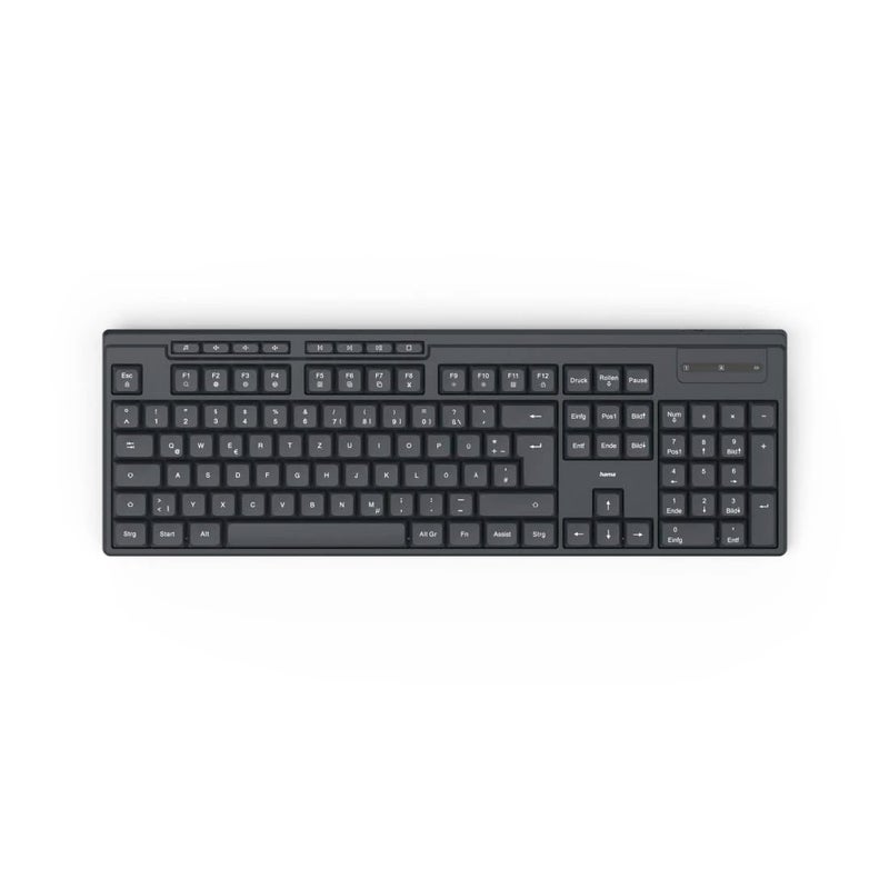 Hama WK-200 Wireless Keyboard, Full Format, Black, 105 Keys, 20 Multimedia Keys, 2.4 GHz, 10 m Range - Image 1