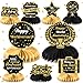 LUUFILx 9Pcs Happy Work Anniversary Decorations Black Gold Happy Workiversary Table Honeycomb Centerpieces Office Anniversary Party Table Topper Decor for Employee Worker Anniversary Appreciation Supplies - Image 2