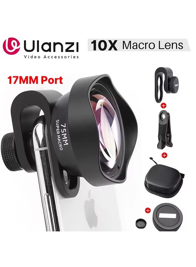 Ulanzi 17mm 10X Macro Lens Universal For iPhone 13 14 15 16 Mini Pro Max Samsung S20 S21 S22 S23 Ultra Huawei XiaoMi Phone Lens - Image 1