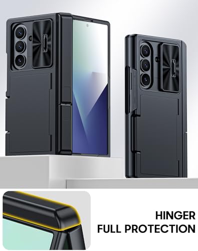 Vizvera for Samsung Galaxy Z Fold 7 Case RFID Wallet with Cards Holder[Kickstand][Camera Cover] Shockproof Silicone Protective Phone Case for Z Fold 7 2025-Black - Image 5