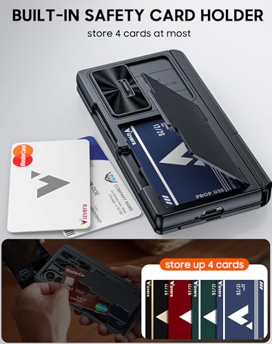 Vizvera for Samsung Galaxy Z Fold 7 Case RFID Wallet with Cards Holder[Kickstand][Camera Cover] Shockproof Silicone Protective Phone Case for Z Fold 7 2025-Black - Image 4