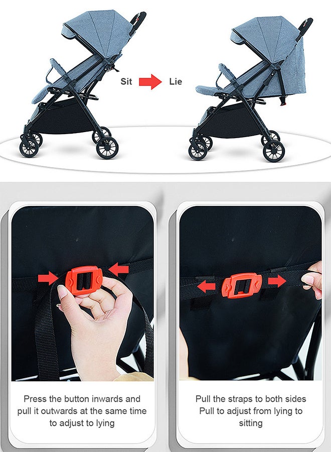 GOOTOY Auto Baby Stroller, Can Sit And Lie, Lightweight Single Stroller, Foldable And Portable Pram WIth Big Storage Basket, Travel Stroller For Newborn - Image 3