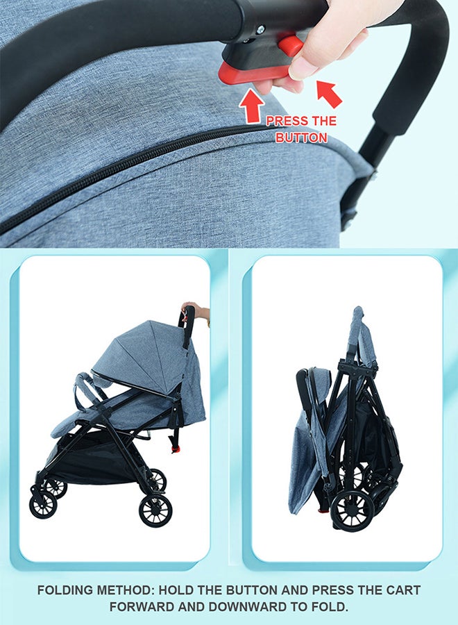 GOOTOY Auto Baby Stroller, Can Sit And Lie, Lightweight Single Stroller, Foldable And Portable Pram WIth Big Storage Basket, Travel Stroller For Newborn - Image 2