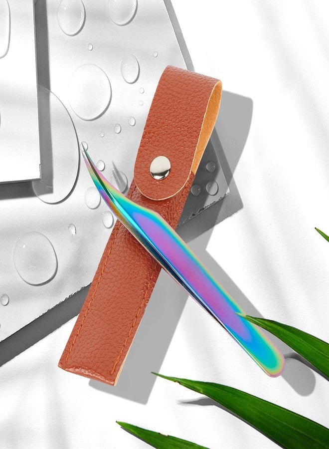 ACTROL Eyelash Extension Tweezers Set 3 PCS for Volume lashes Stainless Steel professional Precision Tweezers Straight and Curved Tip Tweezers (1Pcs-1, Rainbow - Image 5