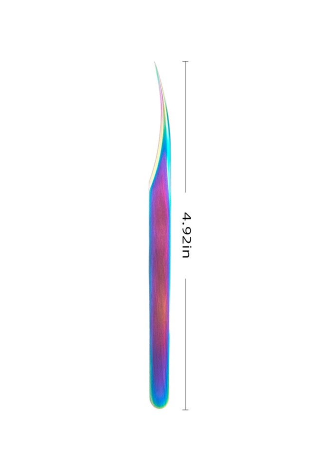ACTROL Eyelash Extension Tweezers Set 3 PCS for Volume lashes Stainless Steel professional Precision Tweezers Straight and Curved Tip Tweezers (1Pcs-1, Rainbow - Image 2