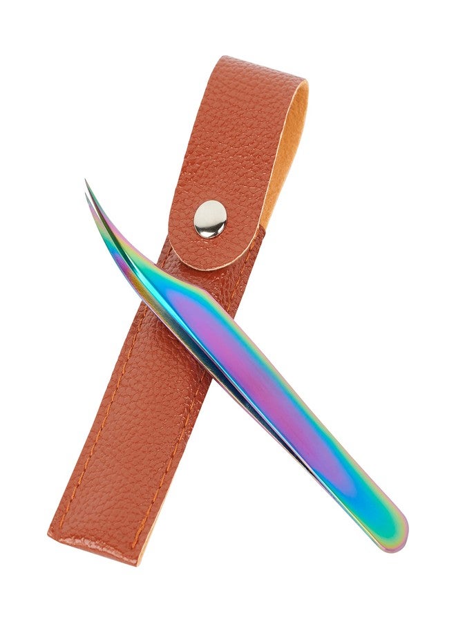 ACTROL Eyelash Extension Tweezers Set 3 PCS for Volume lashes Stainless Steel professional Precision Tweezers Straight and Curved Tip Tweezers (1Pcs-1, Rainbow - Image 1