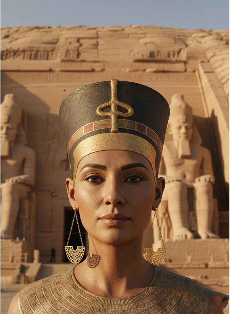 Julia Store A luxurious and modern piece of jewelry plated with 21-karat gold, crafted from stainless steel, featuring a simple and elegant design inspired by the Egyptian Queen Nefertiti and the ancient lotus flower. An ideal gift. - Image 3