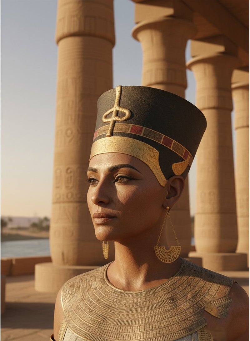 Julia Store A luxurious and modern piece of jewelry plated with 21-karat gold, crafted from stainless steel, featuring a simple and elegant design inspired by the Egyptian Queen Nefertiti and the ancient lotus flower. An ideal gift. - Image 5