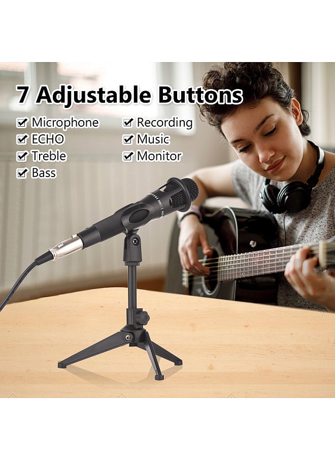 V8 External Live Sound Card Microphone Set Mini Sound Mixer Board for Live Streaming Karaoke Singing Music Recording with 12 Funny Sound Effects BT Connection for Smartphone Laptop Tablet PC