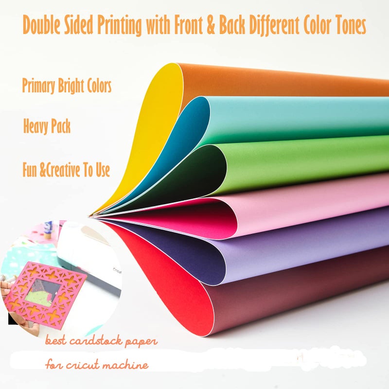 Livholic 100 Pack Heavy Duty Paper Colored Cardstock Front Back Different Color Codes 250 GSM for Cricut, Scrapbook, Paper Crafting, Office Supplies (100) - Image 4