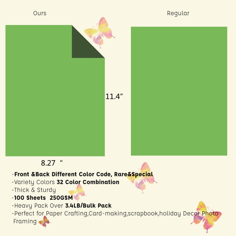 Livholic 100 Pack Heavy Duty Paper Colored Cardstock Front Back Different Color Codes 250 GSM for Cricut, Scrapbook, Paper Crafting, Office Supplies (100) - Image 3