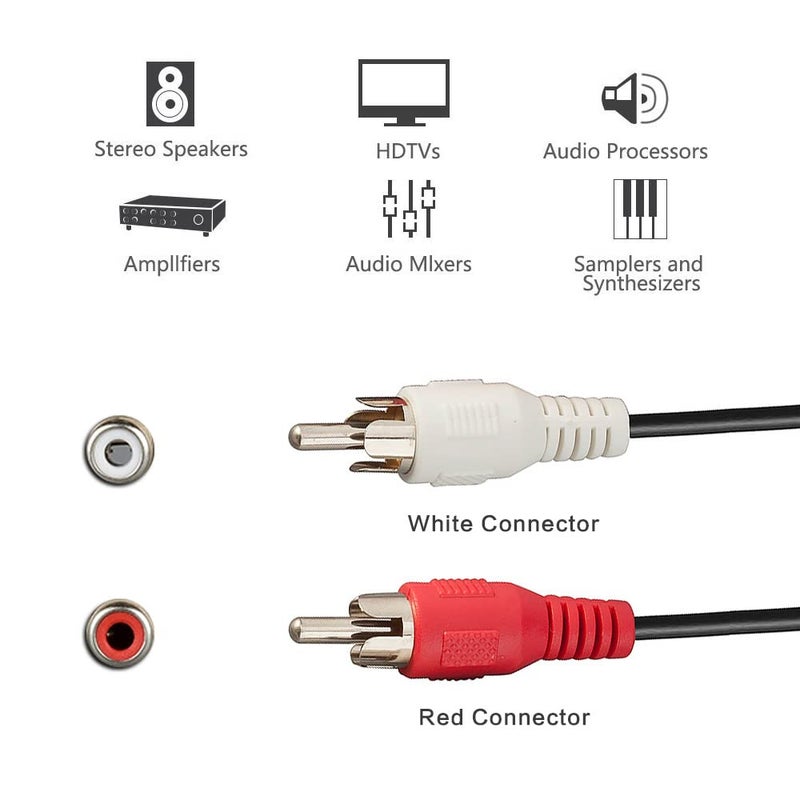 TENINYU AV Extension Cable RCA Stereo Audio Extension Cable 2RCA Male to 2RCA Female Audio Extension Cable Red/White Connectors,10FT - Image 5