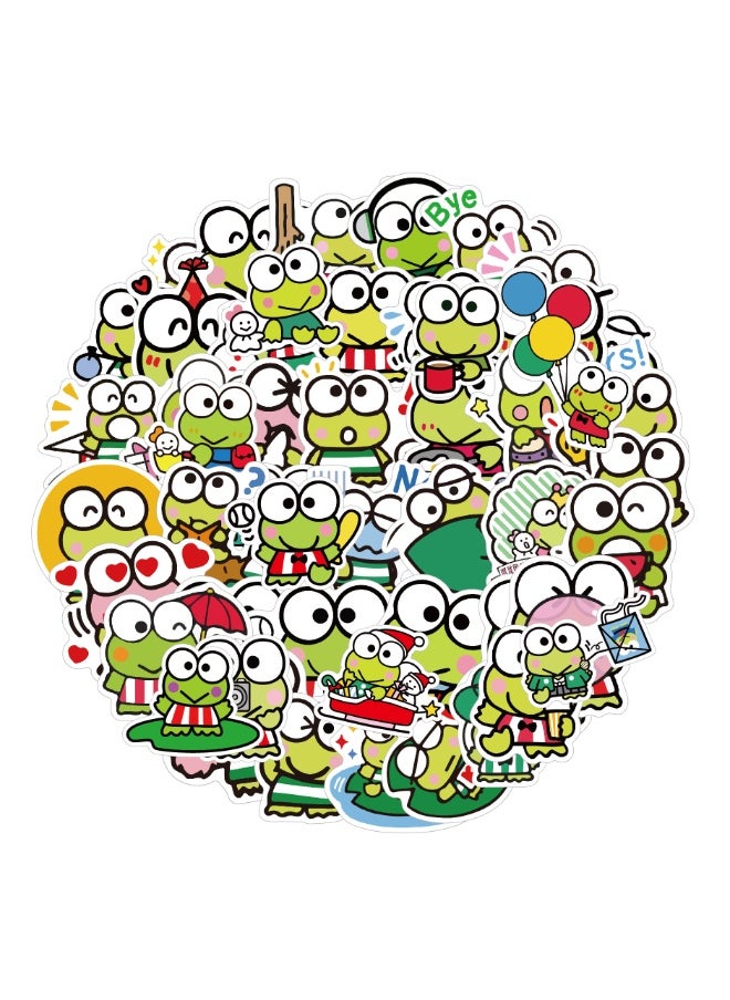 NIBEMINENT 50 Pcs Cartoon Big-eyed Frog Sanri Deco Kit Waterproof Stickers, High Definition Printing Bright Colors, Suitable for Laptop Skateboard Luggage Water Bottle Guitar DIY  - Image 1