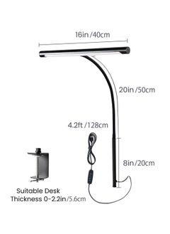LOOPITYS LED Desk Lamp for Home Office, Eye-Caring LED Desk Light Bar with Gooseneck, 12W Dimmable Overhead Light for Desk, Architect Clamp Lamp for Reading Study Workbench  - Image 5