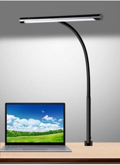 LOOPITYS LED Desk Lamp for Home Office, Eye-Caring LED Desk Light Bar with Gooseneck, 12W Dimmable Overhead Light for Desk, Architect Clamp Lamp for Reading Study Workbench  - Image 1