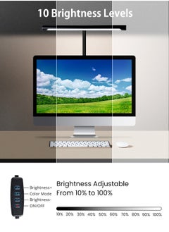 LOOPITYS LED Desk Lamp for Home Office, Eye-Caring LED Desk Light Bar with Gooseneck, 12W Dimmable Overhead Light for Desk, Architect Clamp Lamp for Reading Study Workbench  - Image 3