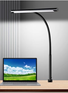 LOOPITYS LED Desk Lamp for Home Office, Eye-Caring LED Desk Light Bar with Gooseneck, 12W Dimmable Overhead Light for Desk, Architect Clamp Lamp for Reading Study Workbench  - Image 2