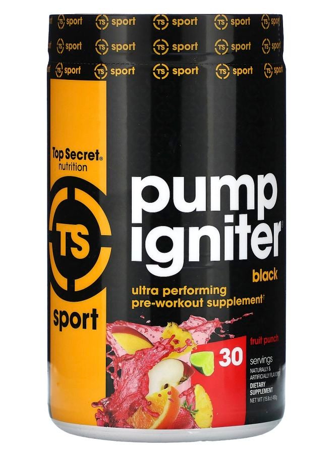 Top Secret Nutrition Sport Pump Igniter Black Ultra Performing PreWorkout Fruit Punch 15.8 oz (450 g)