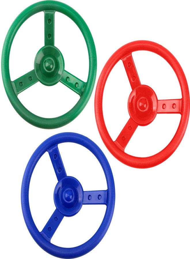 Restroma 3 Pack Playground Steering Wheel Swingset Playset Wheel Toys Plastic Steering Wheel for Kids Outdoor Backyard Playhouse Treehouse (Color Set 2) - Image 1