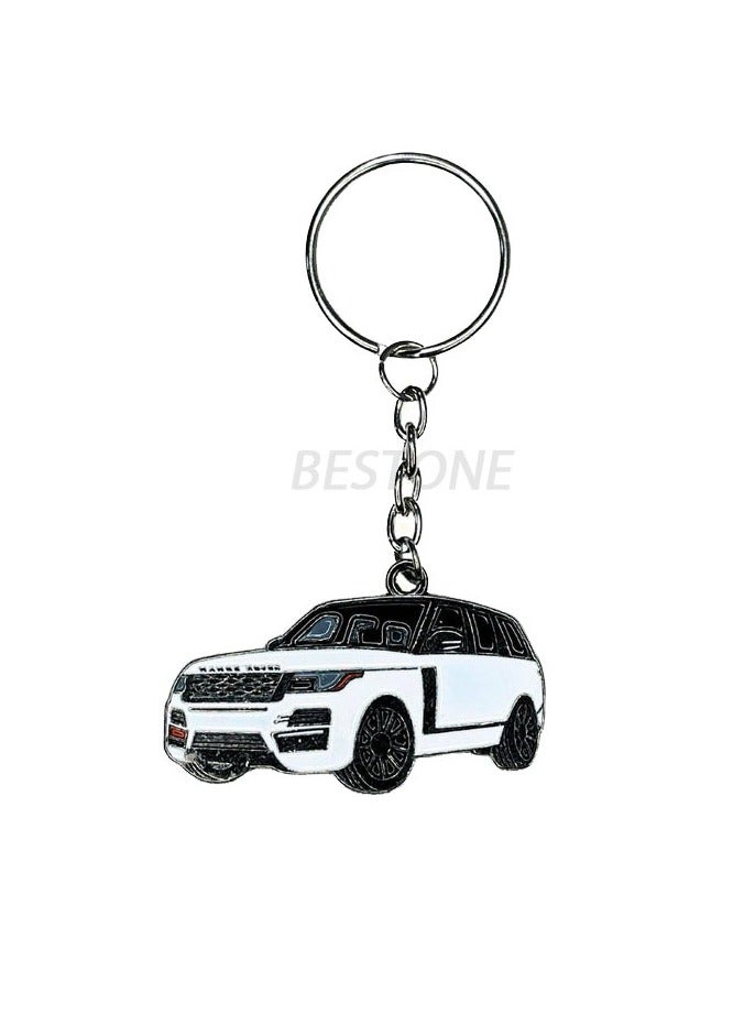 سلسلة مفاتيح بتصميم شعار سيارة رينج روفر على الوجهين باللون الأبيض - Image 1