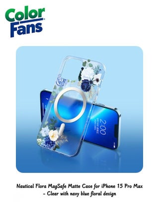 Clear with navy blue floral design.