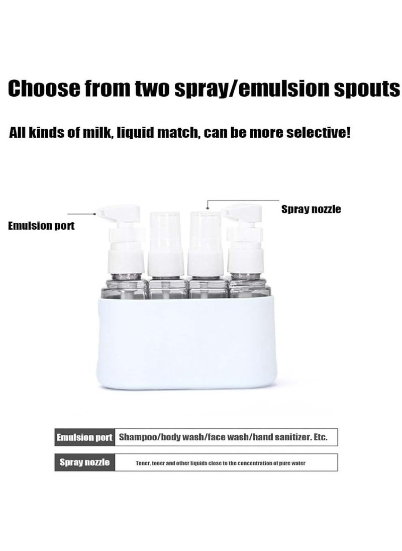 Oasisgalore - Mini Shampoo Dispenser Portable Travel Bottle Set, Mini Shampoo Dispenser Travel, Travel Containers with Labels (Pink, 4 in 1) - Image 1