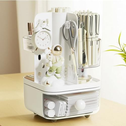 Hian 360° Rotating Makeup Organizer Cosmetic Storage Caddy ABS Plastic Vanity Organizer For Lipstick Brush Skincare Holder Space Saving Bathroom Countertop Stand For Women Girls, Pack of 1 - Image 5