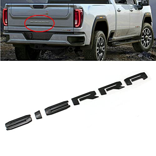 Yoaoo 1pc 2019-2025 Big Sierra Emblem Rear Liftgate Letter Nameplate Badge 3D Compatible with Sierra 1500 2500HD 3500HD At4 84287337 (Gloss All Black) - Image 1
