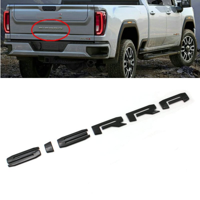 Yoaoo 1pc 2019-2025 Big Sierra Emblem Rear Liftgate Letter Nameplate Badge 3D Compatible with Sierra 1500 2500HD 3500HD At4 84287337 (Gloss All Black) - Image 5