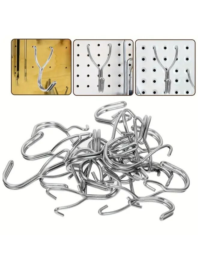 10pcs Heavy Duty Stainless Steel Pegboard Hooks Garage Kitchen Storage Organizer - Image 2