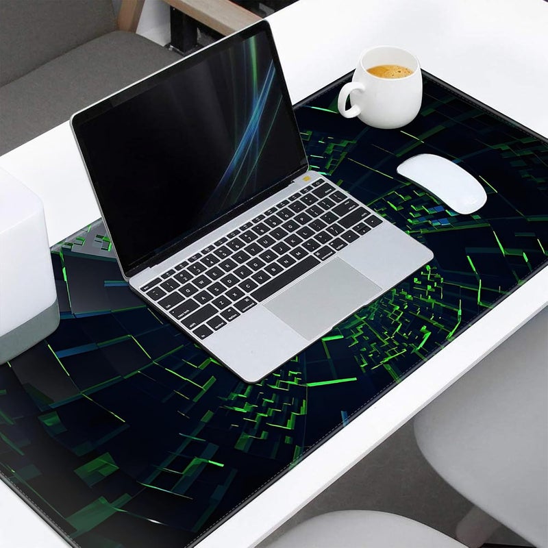 Large Gaming Mouse Pad, Extended Desk Mousepad with Stitched Edges, Non-Slip Rubber Base Mice Pad, Office Desk Mat, Keyboard Pad for Gamer, Office & Home (Green Light, 900x400x3 mm) - Image 2