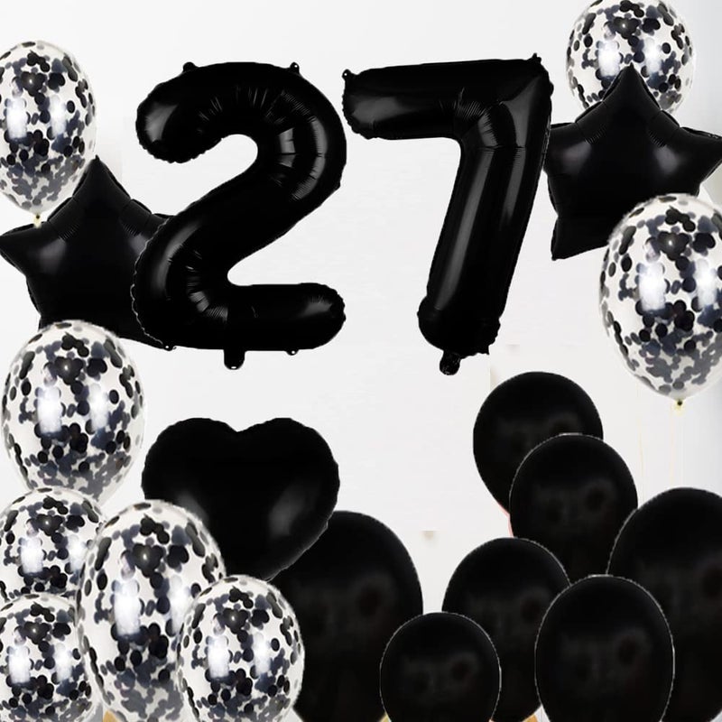 ZSNWGZ Sweet 27th Birthday Decorations Party Supplies,Black Number 27 Balloons,27th Foil Mylar Balloons Latex Balloon Decoration,Great 27th Birthday for Girls,Women,Men,Photo Props - Image 5