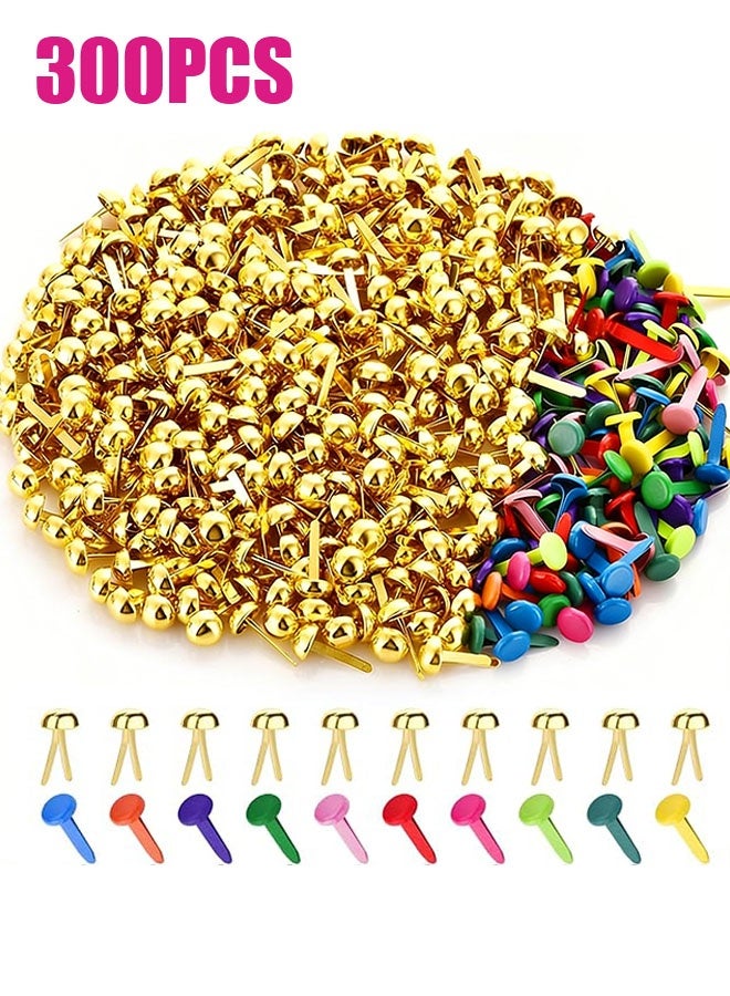 Happy D 300 colored and gold paper clips, small clips for round handmade albums, paper clips, paper fasteners, for arts and crafts, school project decorations, DIY scrapbook supplies (0.30 x 0.51 inches) - Image 1