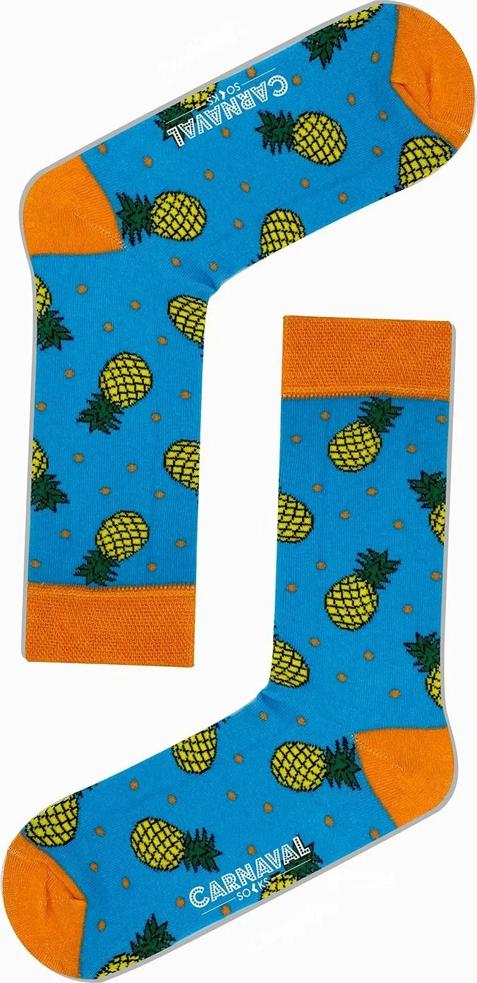 Carnaval Socks Blue Pineapple Patterned Summer Colorful Socks