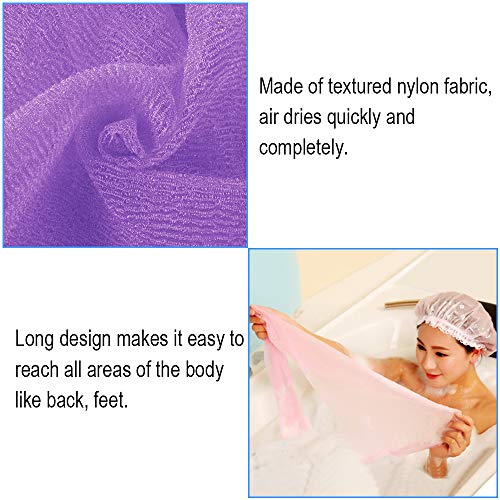 Aniann 5 Pcs Exfoliating Washcloth Towel, Japanese Exfoliating Cloth for Shower, Body Back Scrubber Bath Towel, Korean Net Sponge Nylon Bath Cloths Skin Loofah Wash Scrub Towels for Women (5 Colors) - Image 3