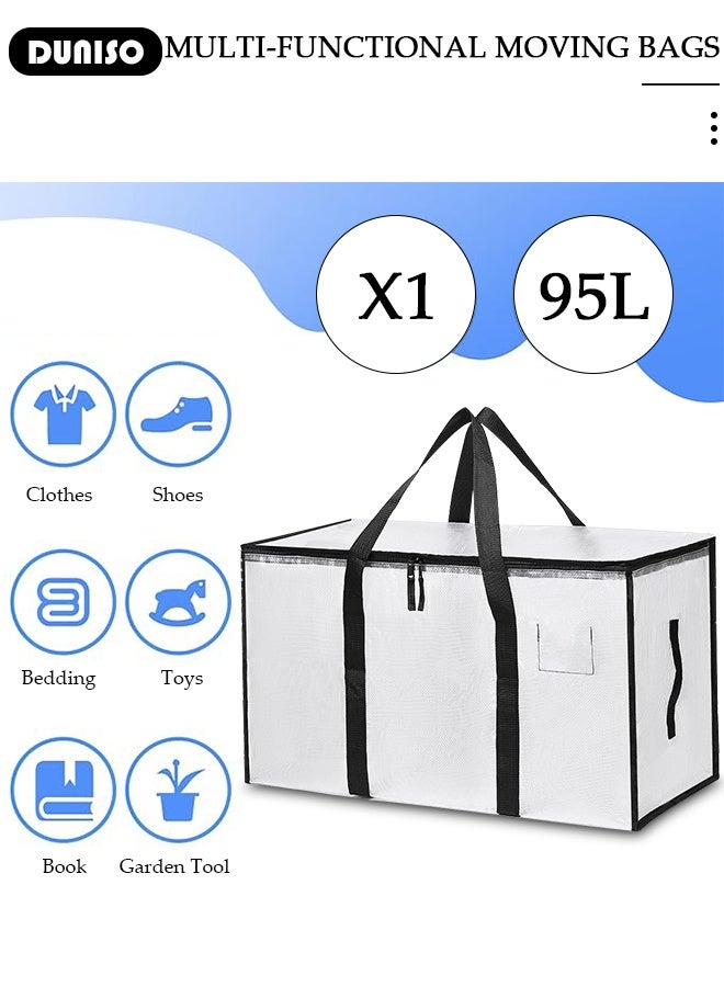 DUNISO 2PCS Large Moving Bags, Foldable Storage Tote with Double Zippers, Storage Totes For Space Saving, Sturdy Carrying Handles for Travel, College Moving Supplies, Bedding, Clothes  - Image 5