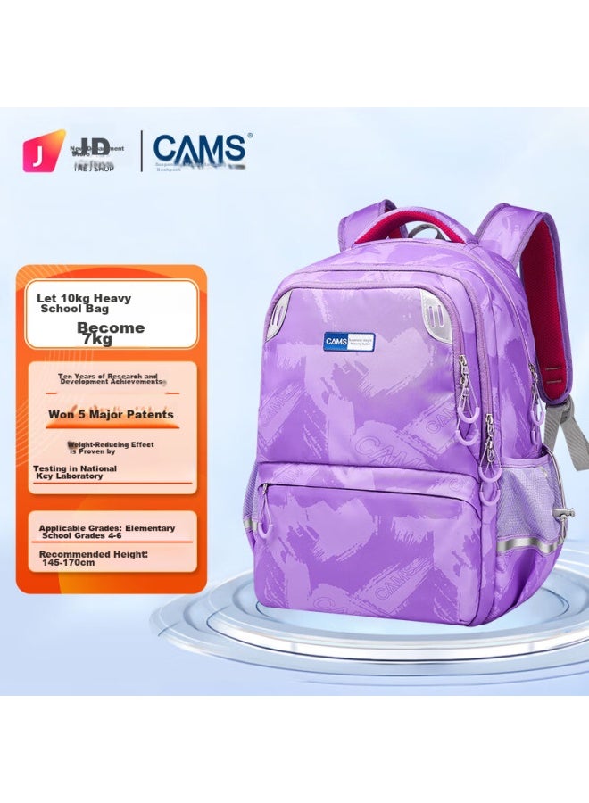 Cams Suspended Weight-reducing Backpack For Grades 4-6, Lightweight Spine-protecting Schoolbag For Middle School Students, Light Purple S02914 - Image 1