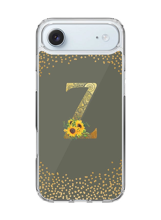 Stylizedd Classic Clear MagSafe Case for iPhone 17 Air , Hybrid Soft Case Flexible Edges Anti Drop TPU PC Gel Thin Transparent Cover [ Designed for iPhone 17 Air ] - Custom Monogram Initial Letter Floral Pattern Alphabet - Z  (Olive Green )