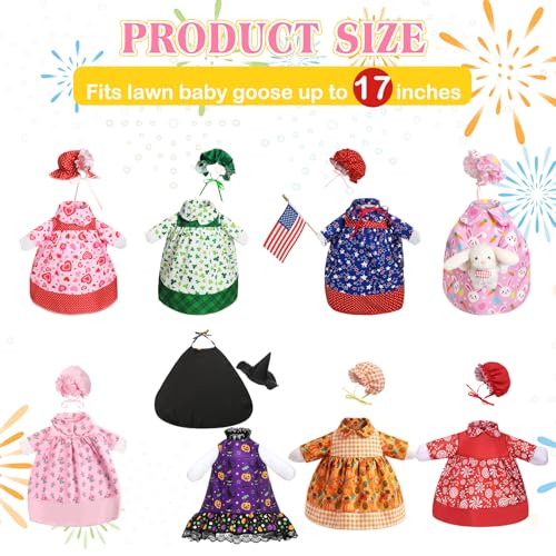 Silicherry 8 Set Holiday Seasonal Baby Goose Outfits for 17 Cement Porch Goose Statue Valentine Easter Spring St Patrick All Season Costume for Lawn Garden Patio Indoor Outdoor DecorGirl Style - Image 3