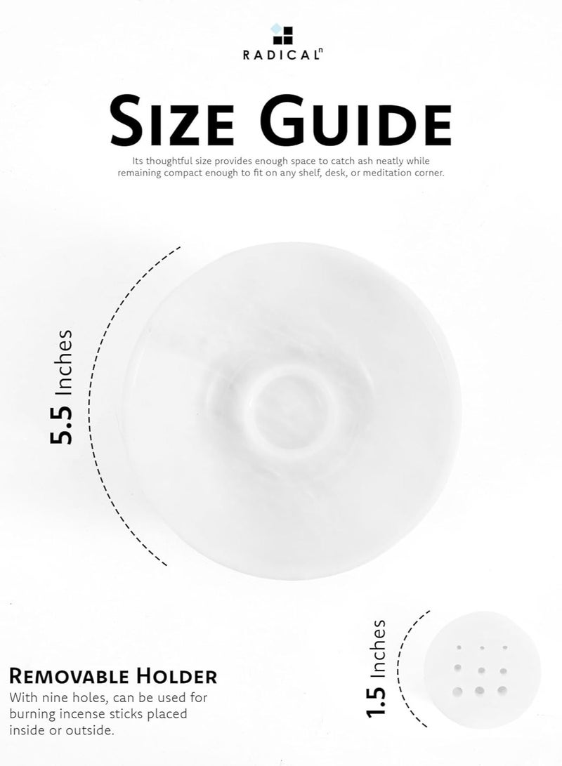 RADICALn Handmade White Marble Incense Holder 5.5 Inch, Incense Stick Holder for Living Room, Marble Ashtray & Palo Santo Holder, Perfect for Home, Meditation, Relaxation, or Gift - Image 3