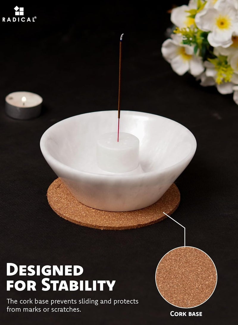 RADICALn Handmade White Marble Incense Holder 5.5 Inch, Incense Stick Holder for Living Room, Marble Ashtray & Palo Santo Holder, Perfect for Home, Meditation, Relaxation, or Gift - Image 4