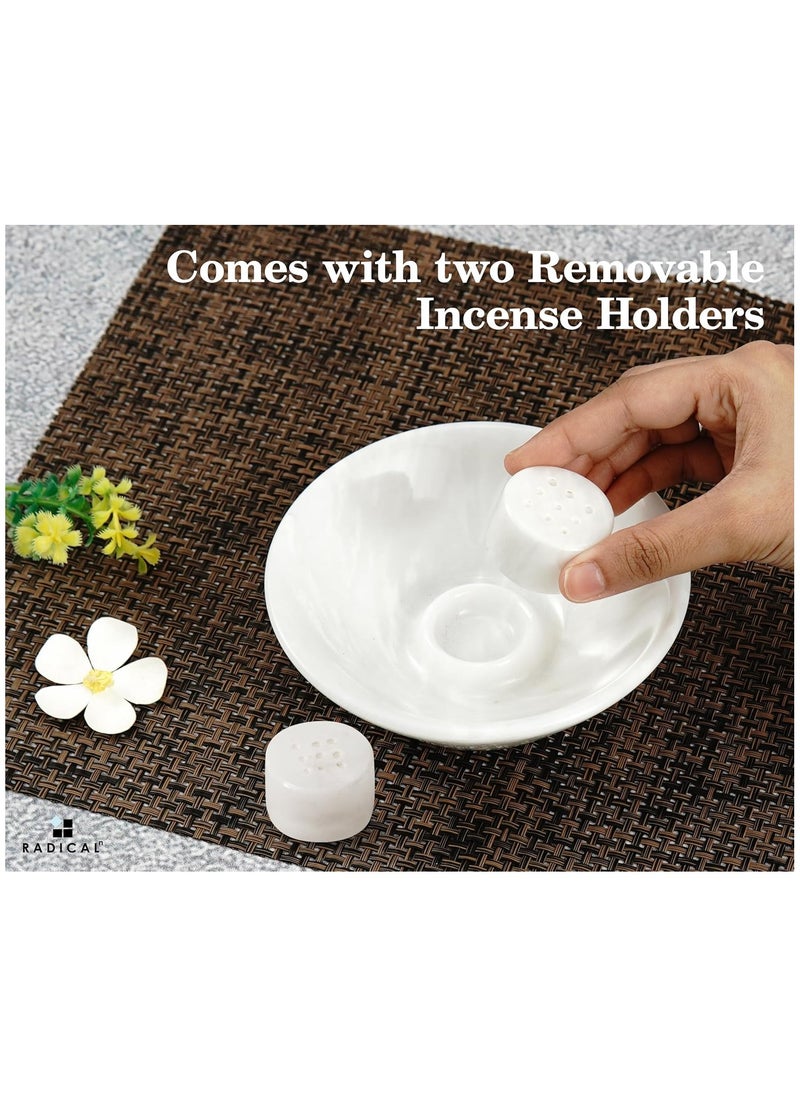 RADICALn - Radicaln Incense Holder White Handmade Marble 5.5" Inch Palo Santo Holder Easily Grab Incense Ashes with Incense Sticks- Incense Burner for Home Décor - Image 1