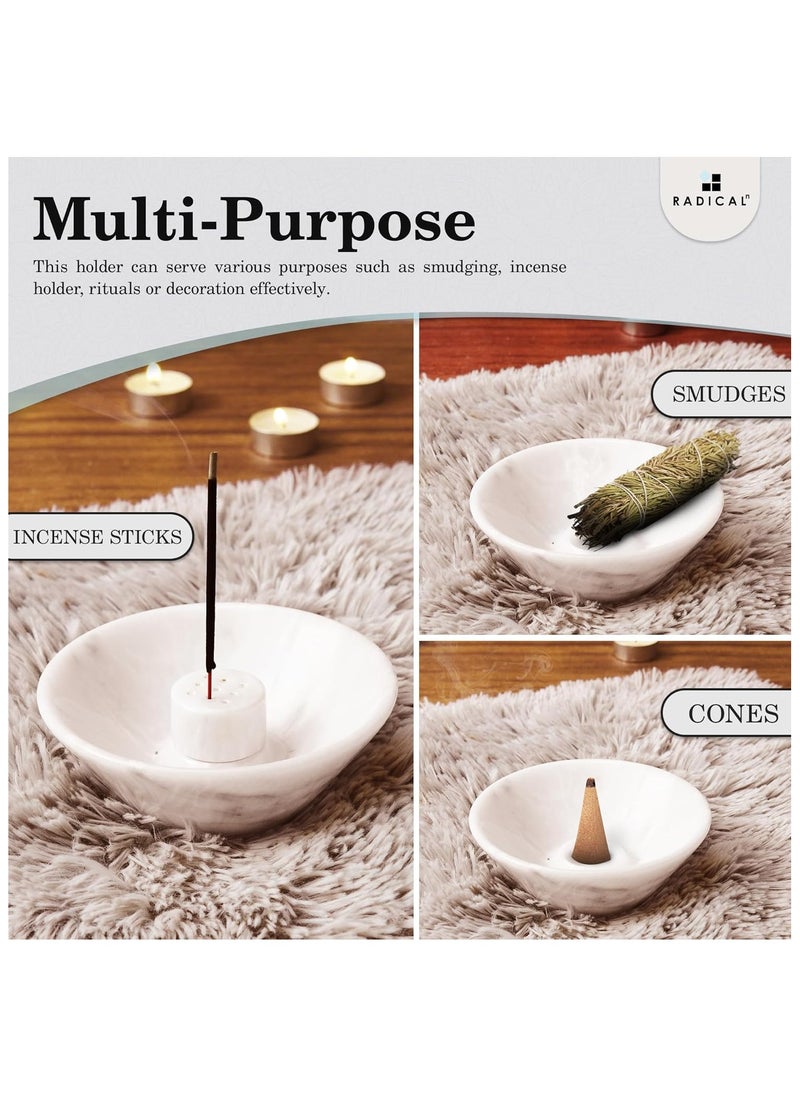 RADICALn - Radicaln Incense Holder White Handmade Marble 5.5" Inch Palo Santo Holder Easily Grab Incense Ashes with Incense Sticks- Incense Burner for Home Décor - Image 1
