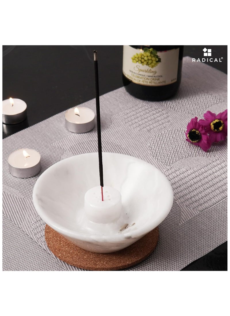 RADICALn - Radicaln Incense Holder White Handmade Marble 5.5" Inch Palo Santo Holder Easily Grab Incense Ashes with Incense Sticks- Incense Burner for Home Décor - Image 1
