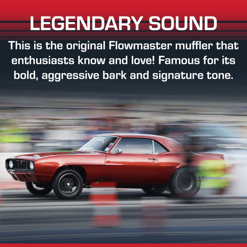Flowmaster 40 Series Original Chambered Muffler â€“ 2.50â€ Dual In / 2.50â€ Dual Out â€“ Aggressive Sound â€“ 16-Gauge Aluminized Steel â€“ For Muscle Cars, Street Rods, Trucks, SUVs & Strip Builds (425404) - Image 4