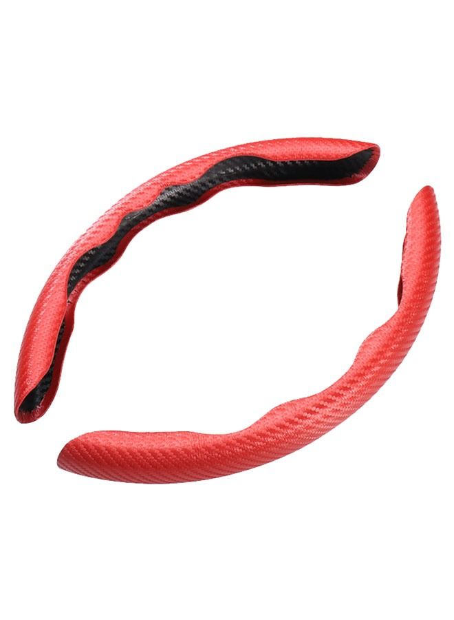 ZCM-HAPPY Universal Carbon Fiber Steering Wheel Cover, Safety Non-slip Auto Parts Protective Wheel Cover (Red) - Image 1