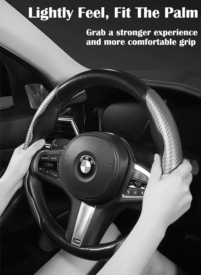 ZCM-HAPPY Universal Carbon Fiber Steering Wheel Cover, Safety Non-slip Auto Parts Protective Wheel Cover (Red) - Image 2