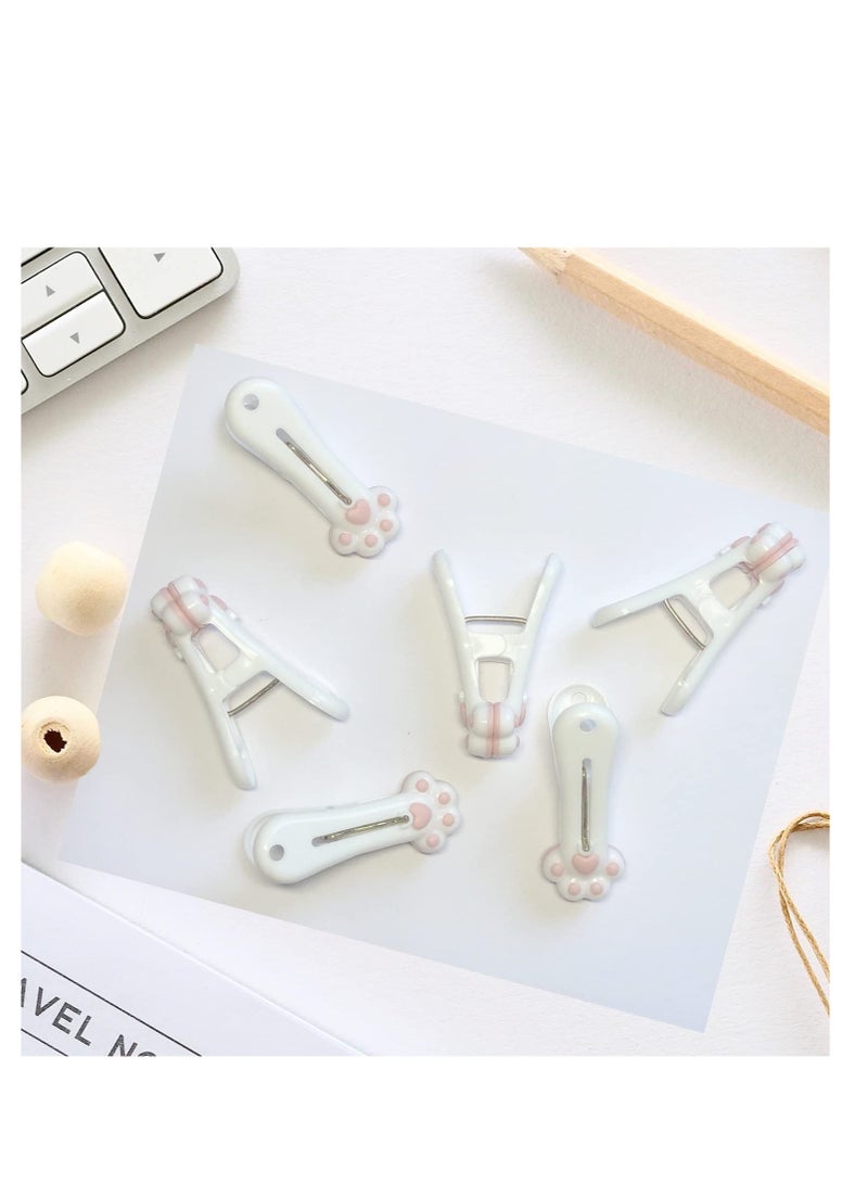 Plastic Clothespins Laundry Clothes Pins Traceless Clothes Pegs Bag Clips Food Package Clip with Lovely Cat Claw Pattern for Hanging Clothes Traceless Clothes Pegs Snack Bags Clips 24 Pack - Image 4